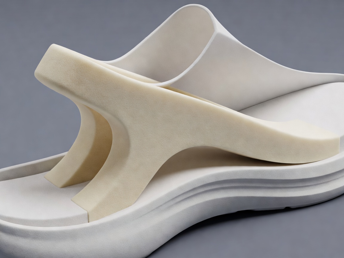 3D rendering showing medial post support structures in a running shoe